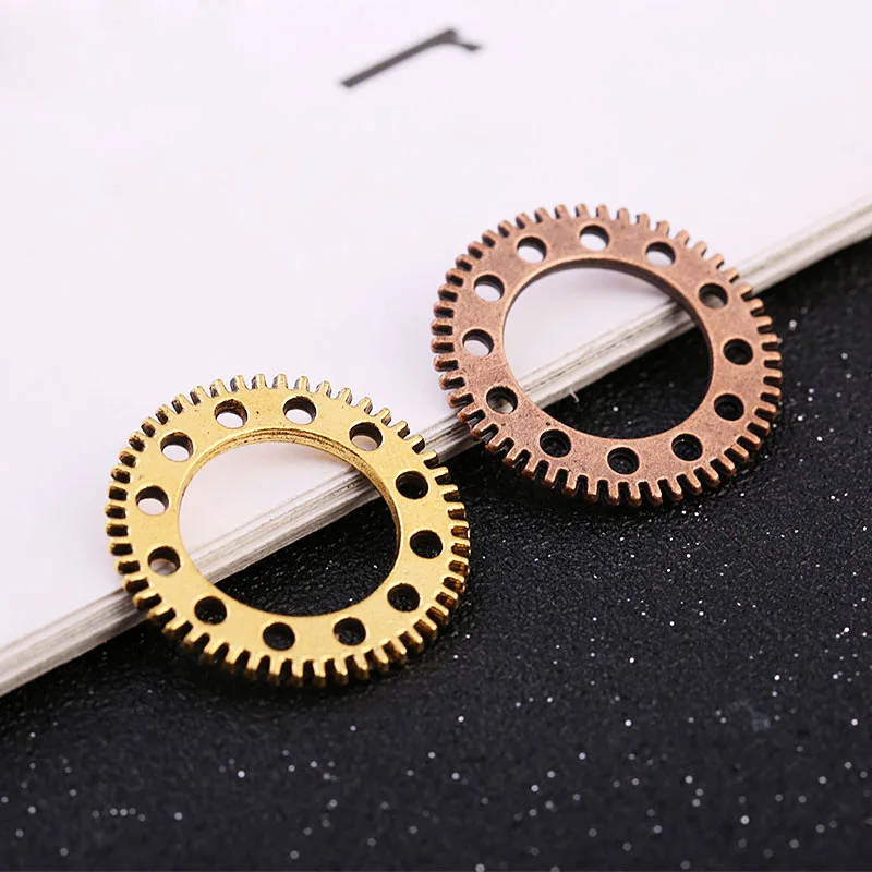 10 Pieces/Lot 25mm DIY Steampunk Style Jewelry Accessories Retro Metal Parts Mechanical Gear Necklace Charms For Jewelry Making