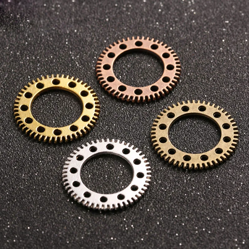 10 Pieces/Lot 25mm DIY Steampunk Style Jewelry Accessories Retro Metal Parts Mechanical Gear Necklace Charms For Jewelry Making
