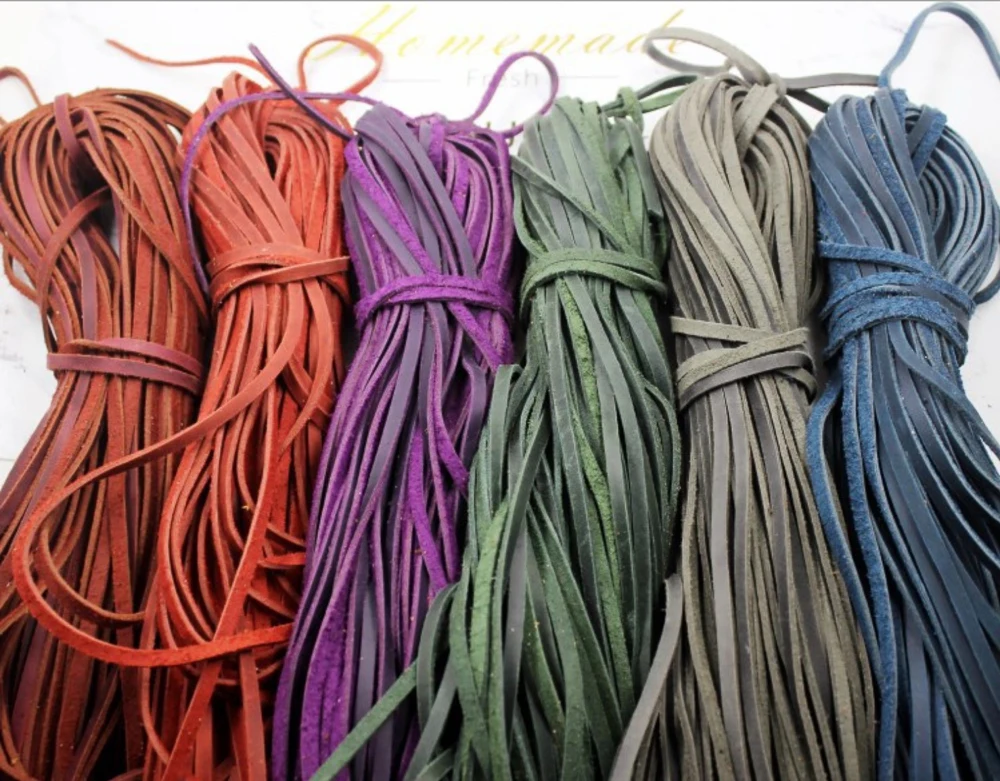 2Meters Black/Brown/Coffee/Colorful 3/4/5mm Flat Genuine Leather Jewelry Cord String Lace Rope DIY Necklace Bracelet Finding