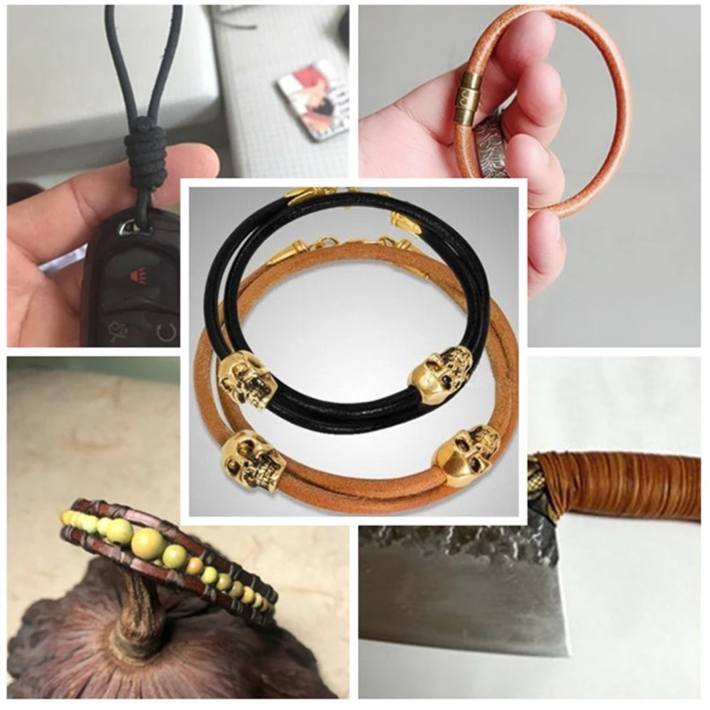 2Meters Black/Brown/Coffee/Colorful 3/4/5mm Flat Genuine Leather Jewelry Cord String Lace Rope DIY Necklace Bracelet Finding