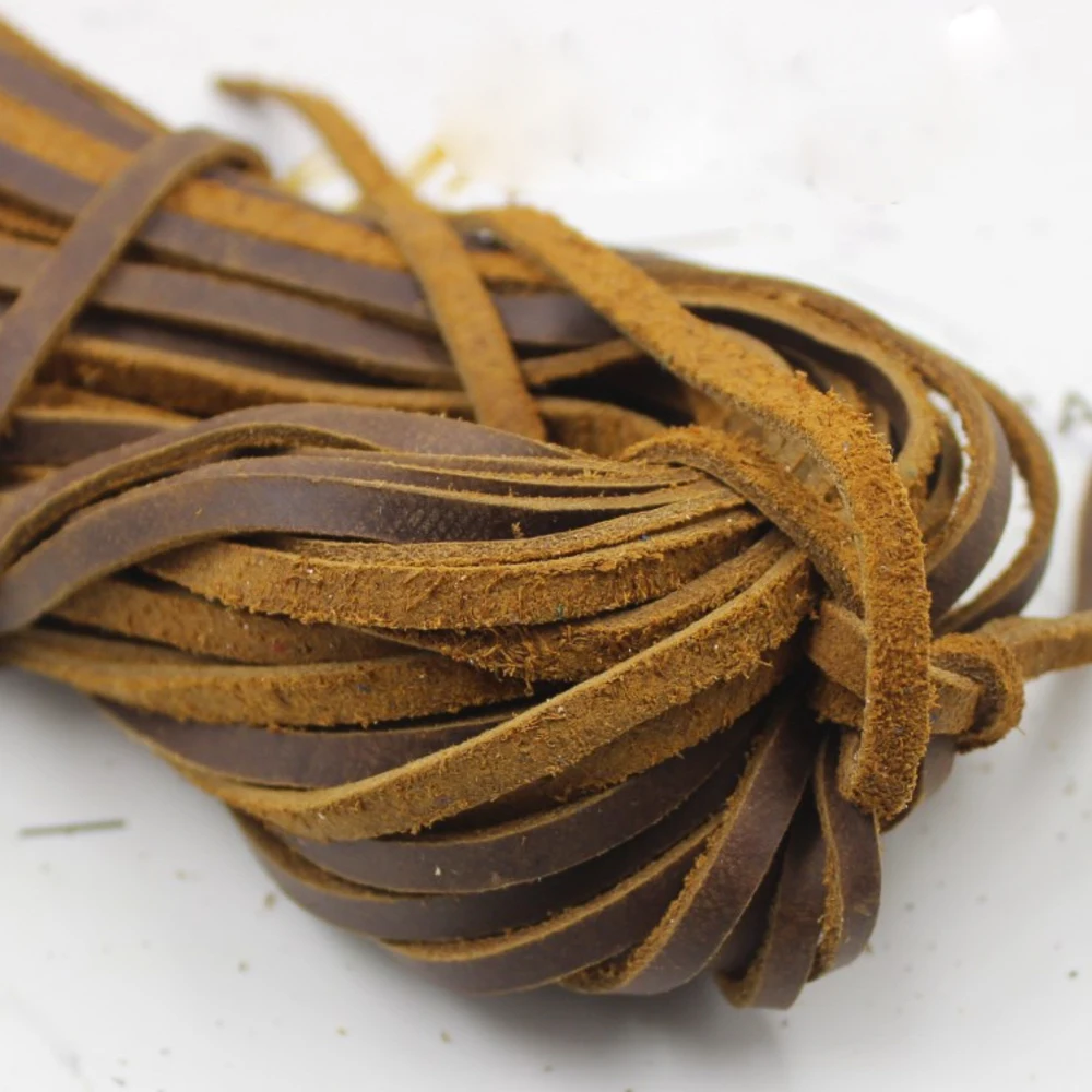 2Meters Black/Brown/Coffee/Colorful 3/4/5mm Flat Genuine Leather Jewelry Cord String Lace Rope DIY Necklace Bracelet Finding