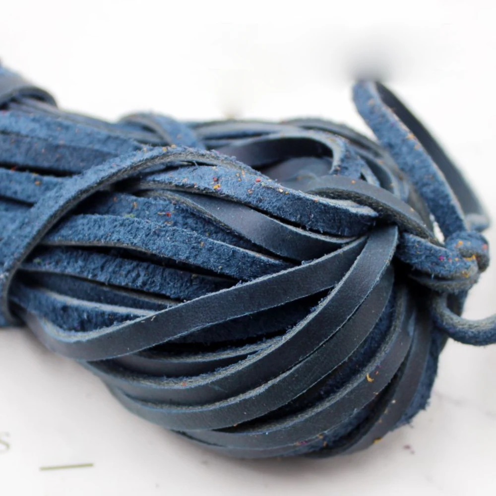 2Meters Black/Brown/Coffee/Colorful 3/4/5mm Flat Genuine Leather Jewelry Cord String Lace Rope DIY Necklace Bracelet Finding