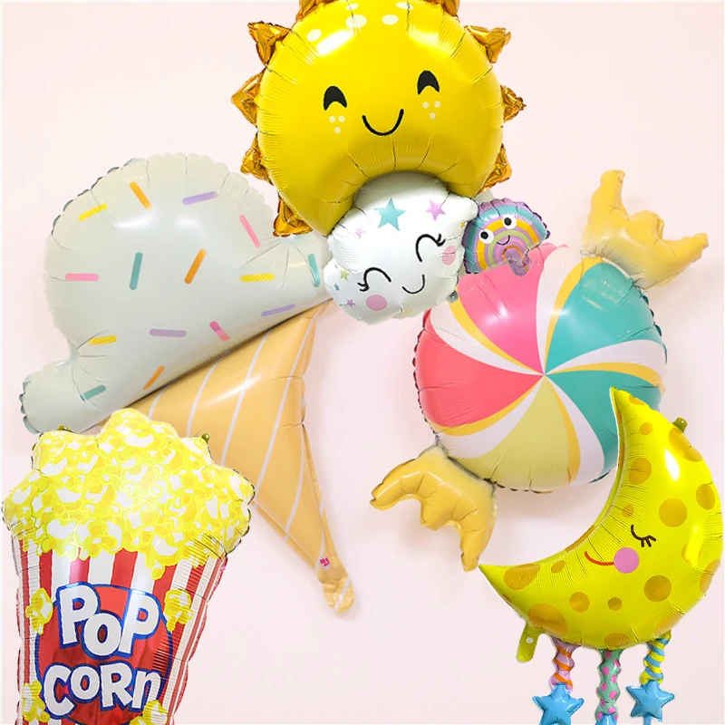 1 Piece Of Big Rainbow Smile White Cloud Donut Lce Cream Aluminum Mold Helium Balloon Children's Birthday Party Toy Decoration