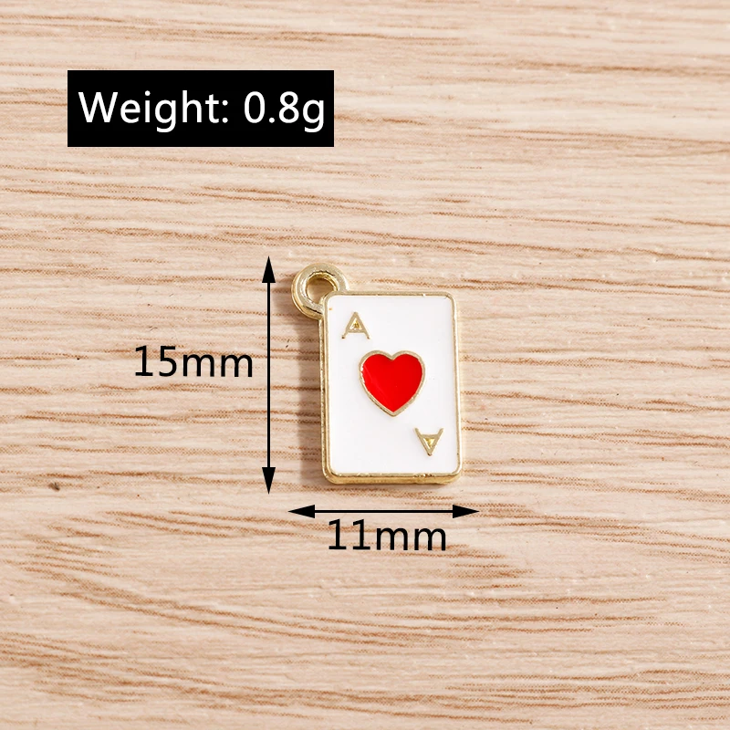 10pcs 11*15mm Enamel Heart A Poker Charms for Jewelry Making Cute Drop Earrings Pendants Necklaces DIY Keychains Accessories