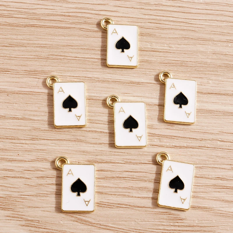 10pcs 11*15mm Enamel Heart A Poker Charms for Jewelry Making Cute Drop Earrings Pendants Necklaces DIY Keychains Accessories