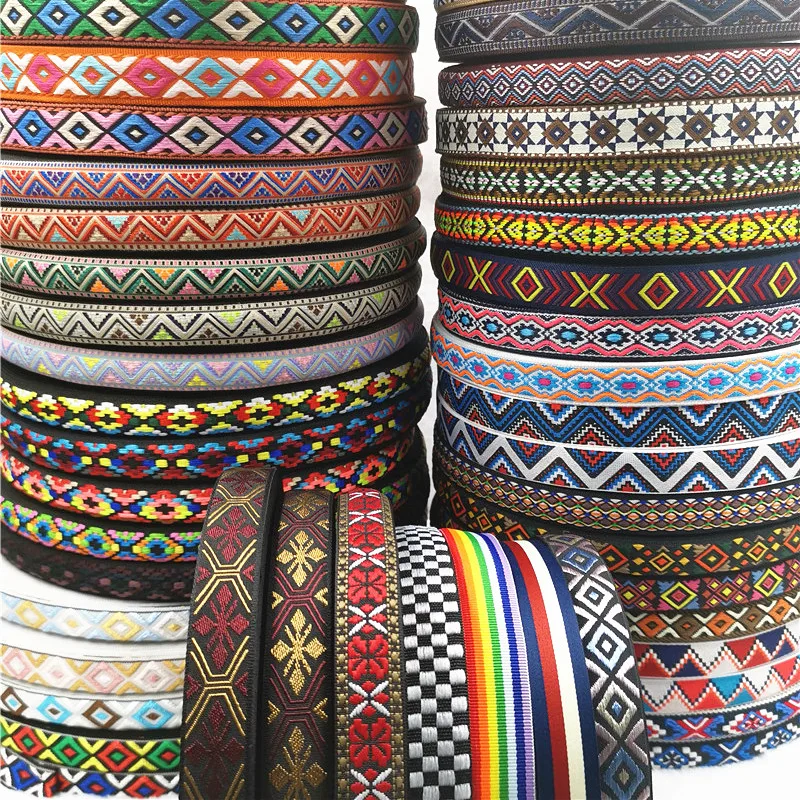 5 Yards 0.78 Inch 20MM Hundreds Styles Geometric Woven Jacquard Embroidered Ribbons DIY Apparel Wrapping Trim Sewing Accessories