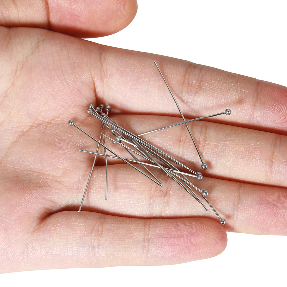 50pcs Stainless Steel Ball Head Pins for DIY Jewelry Making 12-40mm Head Pins Needlework Handmade Components Findings