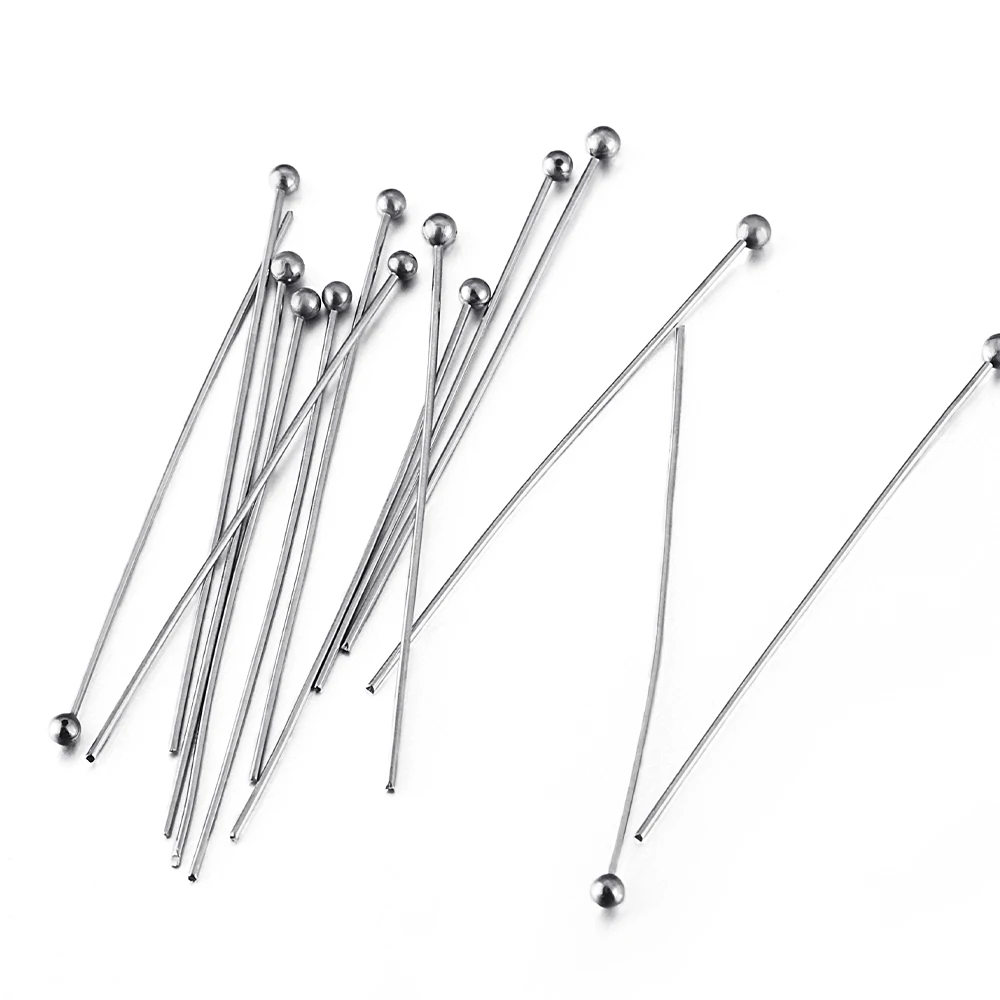 50pcs Stainless Steel Ball Head Pins for DIY Jewelry Making 12-40mm Head Pins Needlework Handmade Components Findings