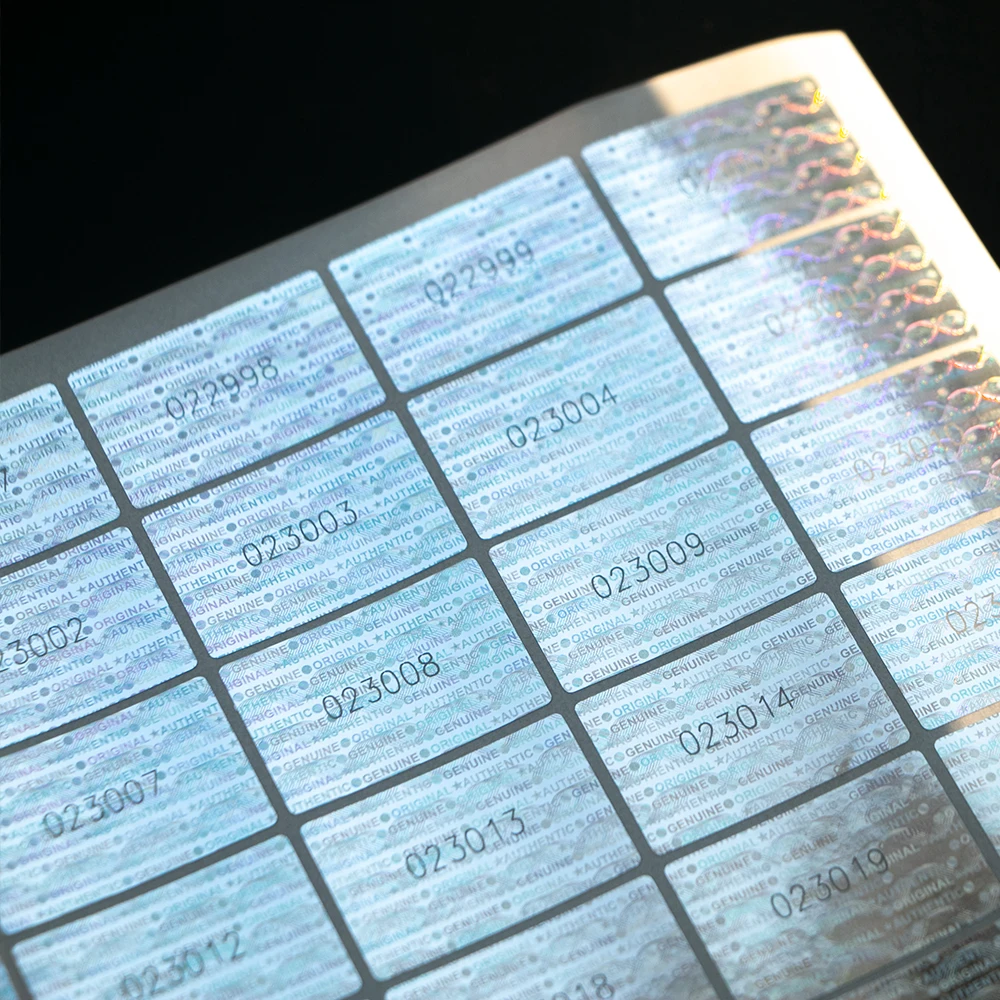2x3cm Silver High Security Holographic Stickers Authentic Warranty Void Seal Hologram Label with Unique Number Adhesive Label