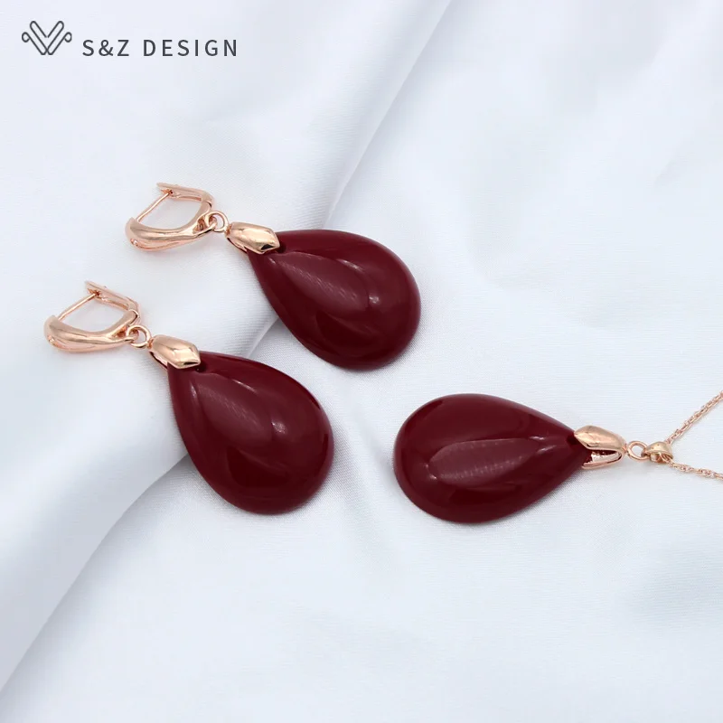 S&Z DESIGN New Exaggerate Big Water Drop Dangle Earrings Jewelry Sets For Women Personality Party Jewelry Pendant Necklace