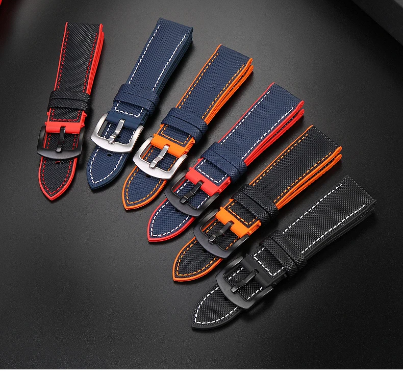 For Omega Tissot MIDO IWC Watchband 19 20mm 22mm Nylon Silicone Bottom Watch Strap Men Waterproof Rubber Wrist Band Accessories