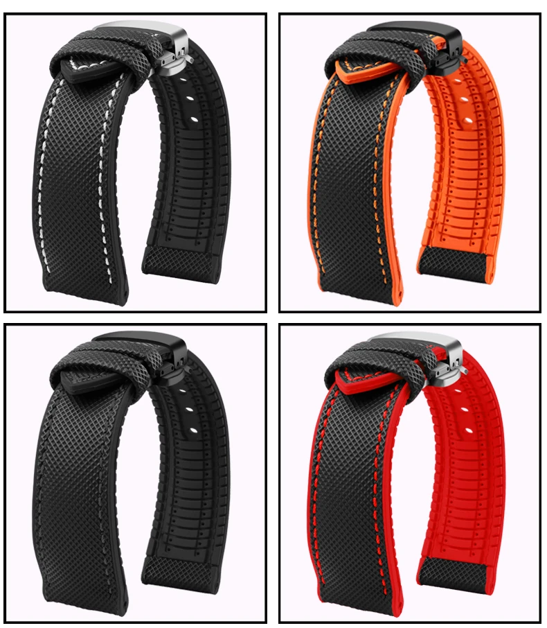 For Omega Tissot MIDO IWC Watchband 19 20mm 22mm Nylon Silicone Bottom Watch Strap Men Waterproof Rubber Wrist Band Accessories