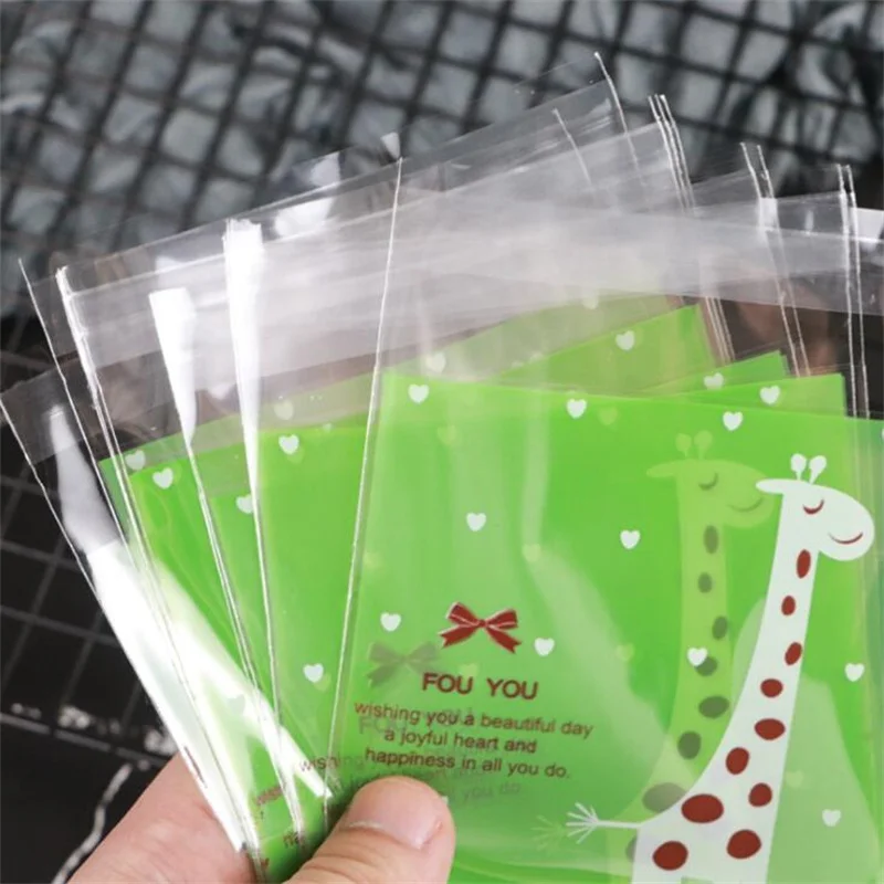 100pcs Plastic Transparent Jewelry Polka Dot Candy Cookie Gift Bag with DIY Self Adhesive Pouch For Wedding Birthday Party