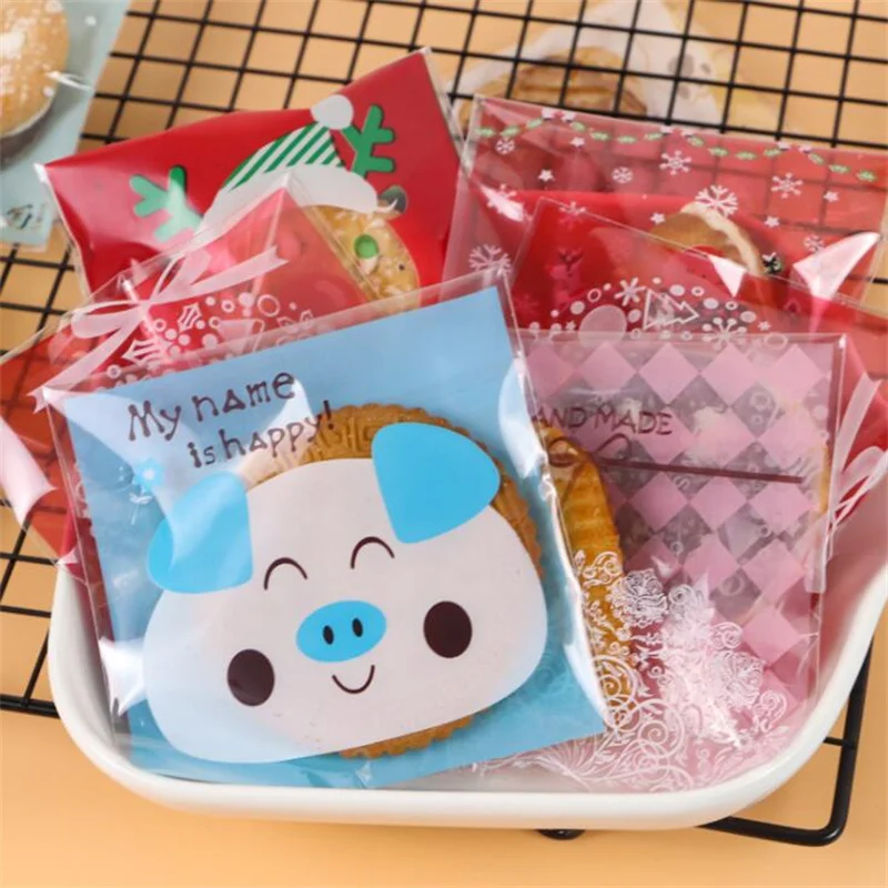 100pcs Plastic Transparent Jewelry Polka Dot Candy Cookie Gift Bag with DIY Self Adhesive Pouch For Wedding Birthday Party
