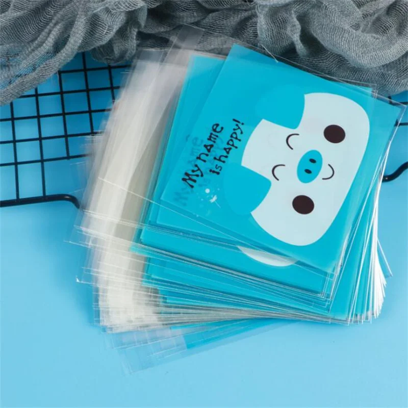 100pcs Plastic Transparent Jewelry Polka Dot Candy Cookie Gift Bag with DIY Self Adhesive Pouch For Wedding Birthday Party