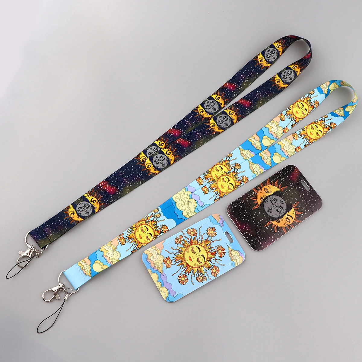 Ransitute R2547 Sun And Moon Fashion Lanyards ID Badge Holder Bus Pass Case Cover Slip Bank Credit Card Holder Strap Cardholder