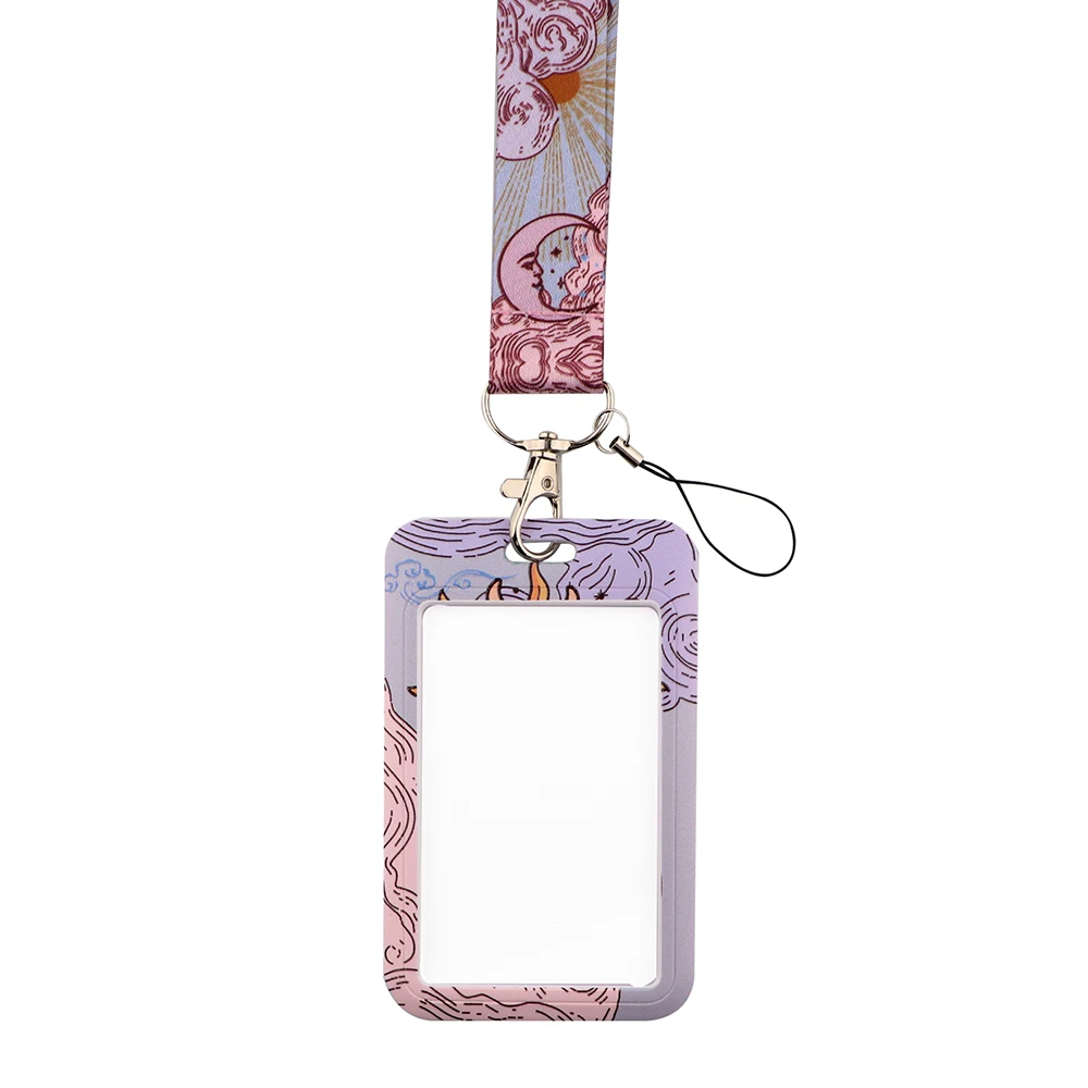 Ransitute R2547 Sun And Moon Fashion Lanyards ID Badge Holder Bus Pass Case Cover Slip Bank Credit Card Holder Strap Cardholder