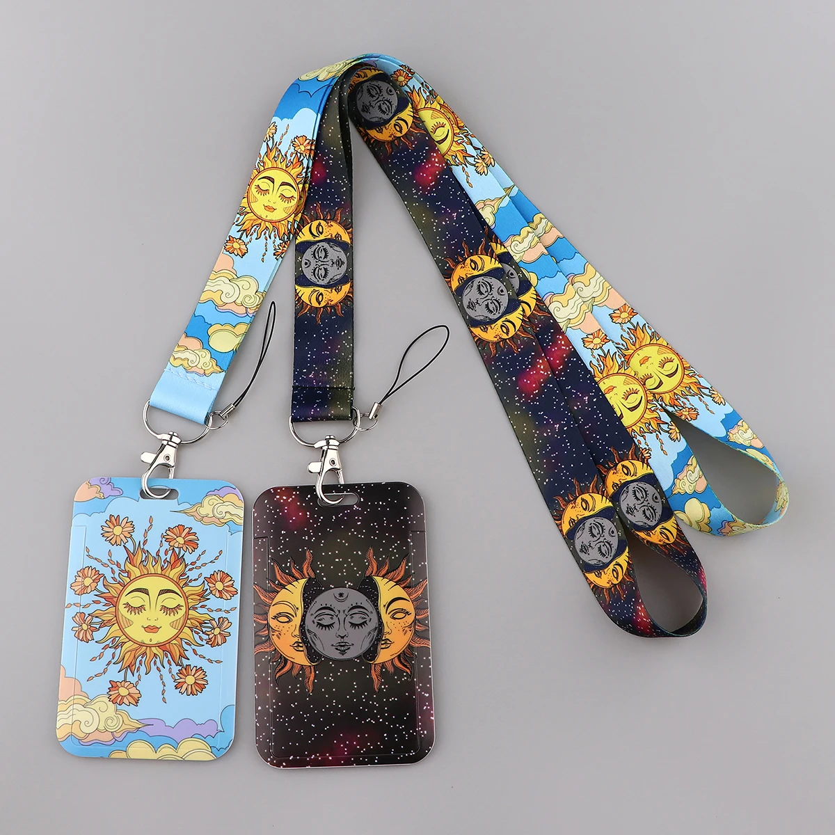 Ransitute R2547 Sun And Moon Fashion Lanyards ID Badge Holder Bus Pass Case Cover Slip Bank Credit Card Holder Strap Cardholder
