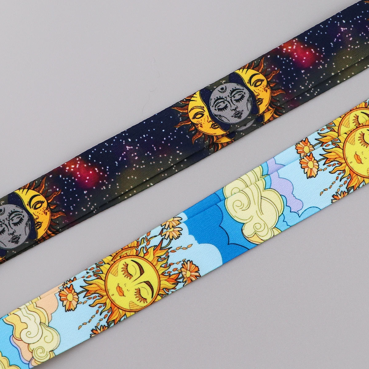 Ransitute R2547 Sun And Moon Fashion Lanyards ID Badge Holder Bus Pass Case Cover Slip Bank Credit Card Holder Strap Cardholder