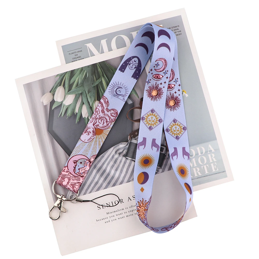 Ransitute R2547 Sun And Moon Fashion Lanyards ID Badge Holder Bus Pass Case Cover Slip Bank Credit Card Holder Strap Cardholder