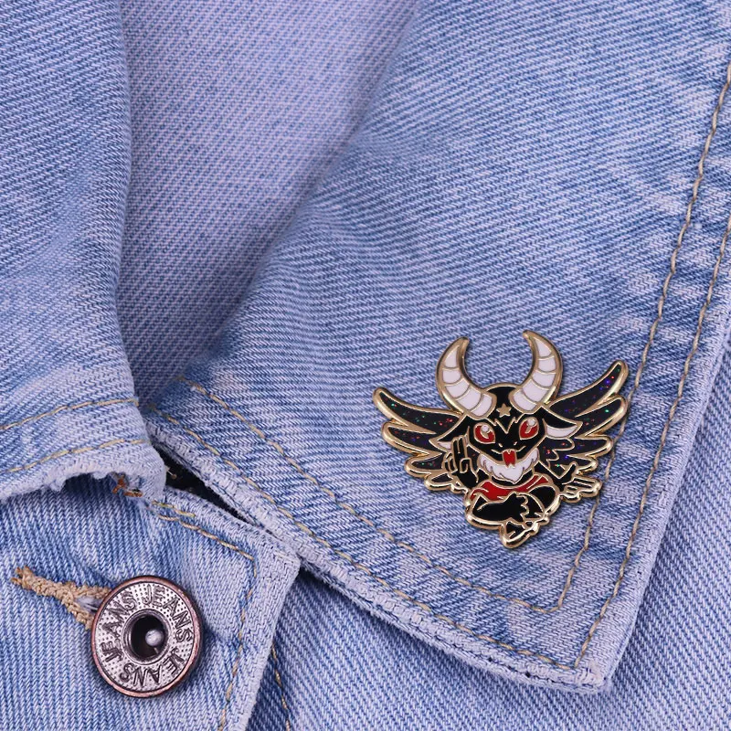 Demon Bat Pin Brooch Glitter Punk Badge