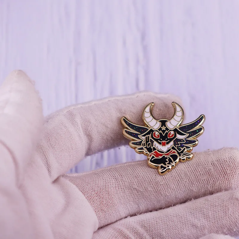 Demon Bat Pin Brooch Glitter Punk Badge