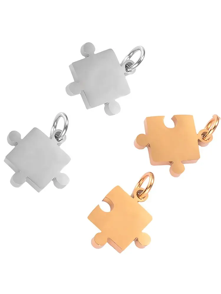 5Set(10pcs) Puzzle Stainless Steel Charm for Jewelry Making Wholesale charms pendant for necklaces bracelet DIY Jewelry Crafts
