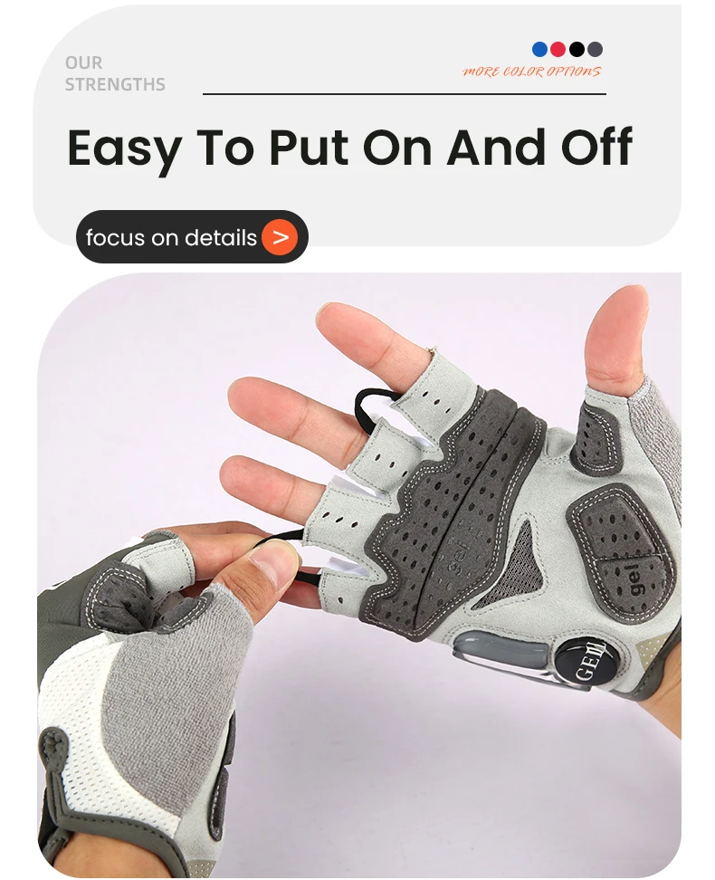 Giyo Half Finger Cycling Gloves Gel Palm Anti-Shock Wipe Sweat Design Lycra Fabric Mitten  MTB Road Bicycle Fingerless Glove
