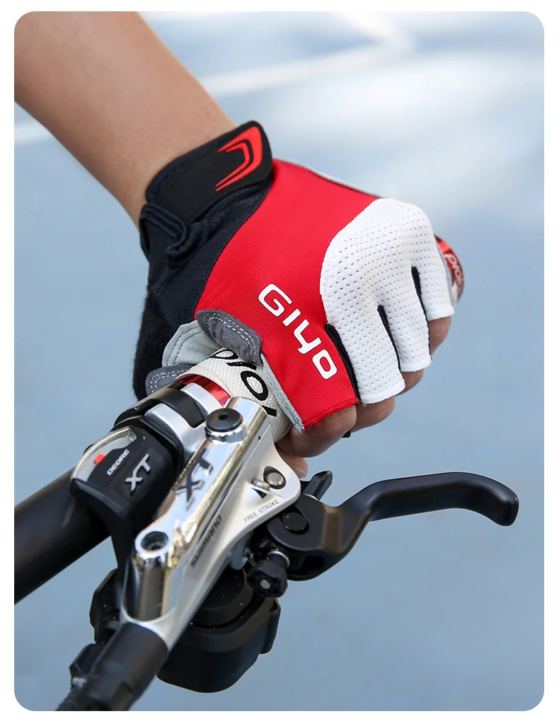 Giyo Half Finger Cycling Gloves Gel Palm Anti-Shock Wipe Sweat Design Lycra Fabric Mitten  MTB Road Bicycle Fingerless Glove