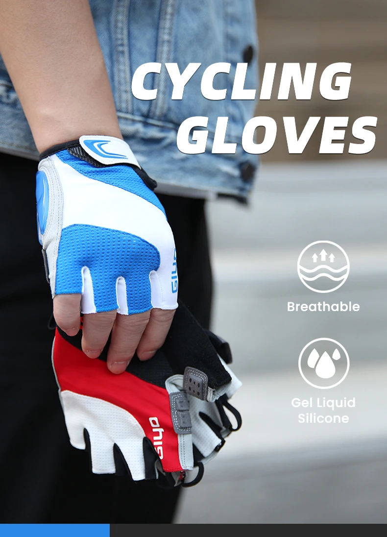 Giyo Half Finger Cycling Gloves Gel Palm Anti-Shock Wipe Sweat Design Lycra Fabric Mitten  MTB Road Bicycle Fingerless Glove