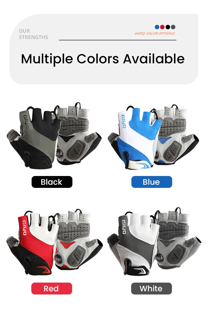 Giyo Half Finger Cycling Gloves Gel Palm Anti-Shock Wipe Sweat Design Lycra Fabric Mitten  MTB Road Bicycle Fingerless Glove