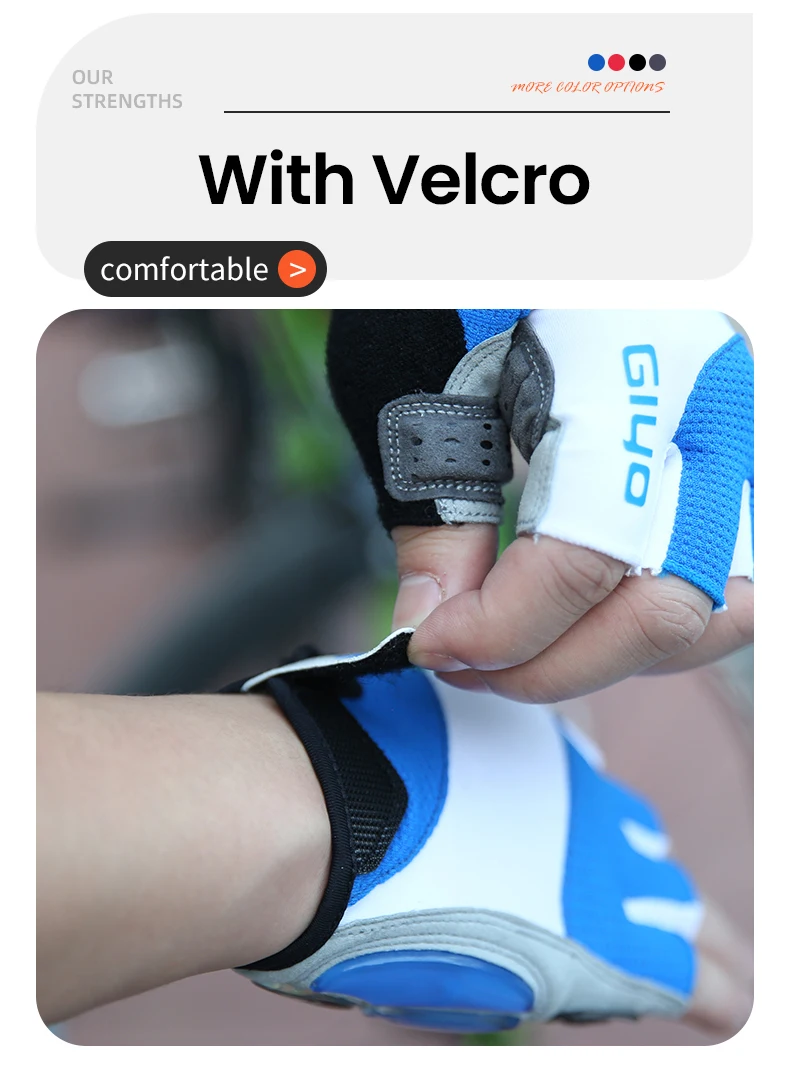 Giyo Half Finger Cycling Gloves Gel Palm Anti-Shock Wipe Sweat Design Lycra Fabric Mitten  MTB Road Bicycle Fingerless Glove