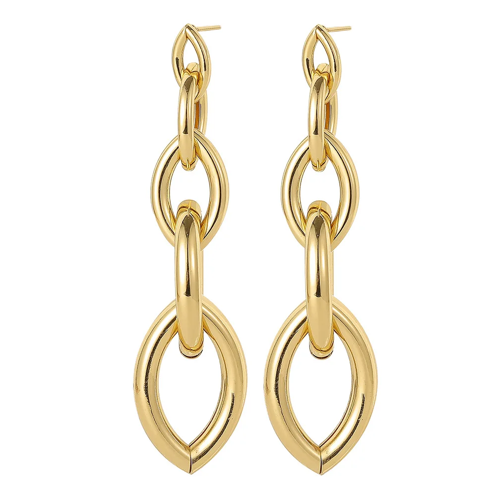 2022 New Women Stainless Steel Unusual Chain Earrings Fashion Drop Earrings 2021 Punk Gothic Chain Earrings For Female Jewelry