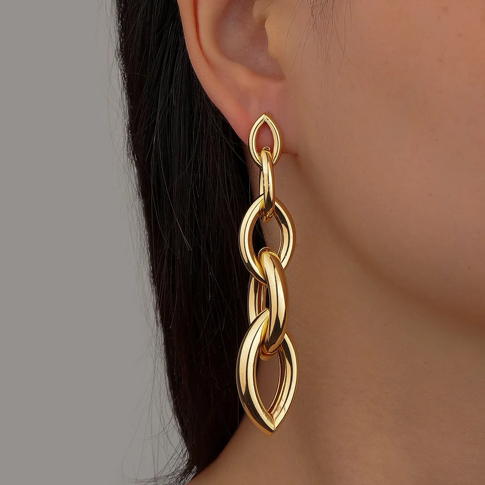 2022 New Women Stainless Steel Unusual Chain Earrings Fashion Drop Earrings 2021 Punk Gothic Chain Earrings For Female Jewelry