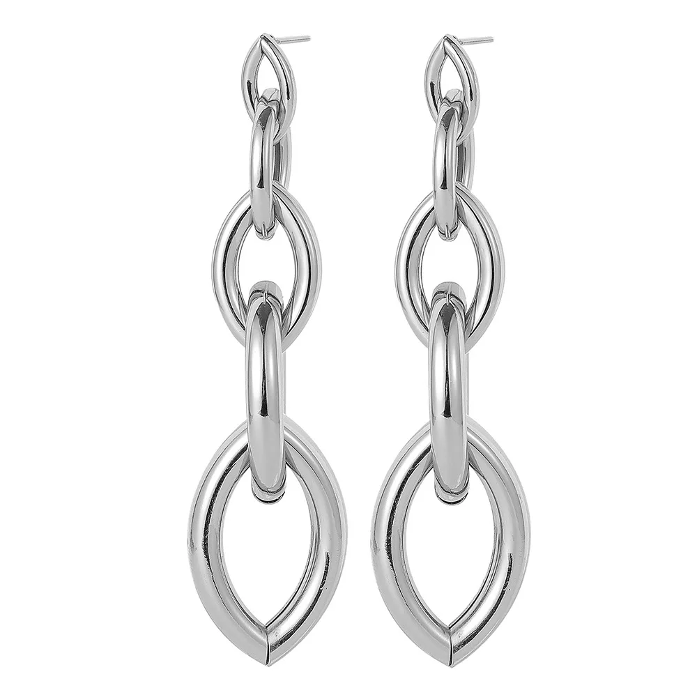 2022 New Women Stainless Steel Unusual Chain Earrings Fashion Drop Earrings 2021 Punk Gothic Chain Earrings For Female Jewelry