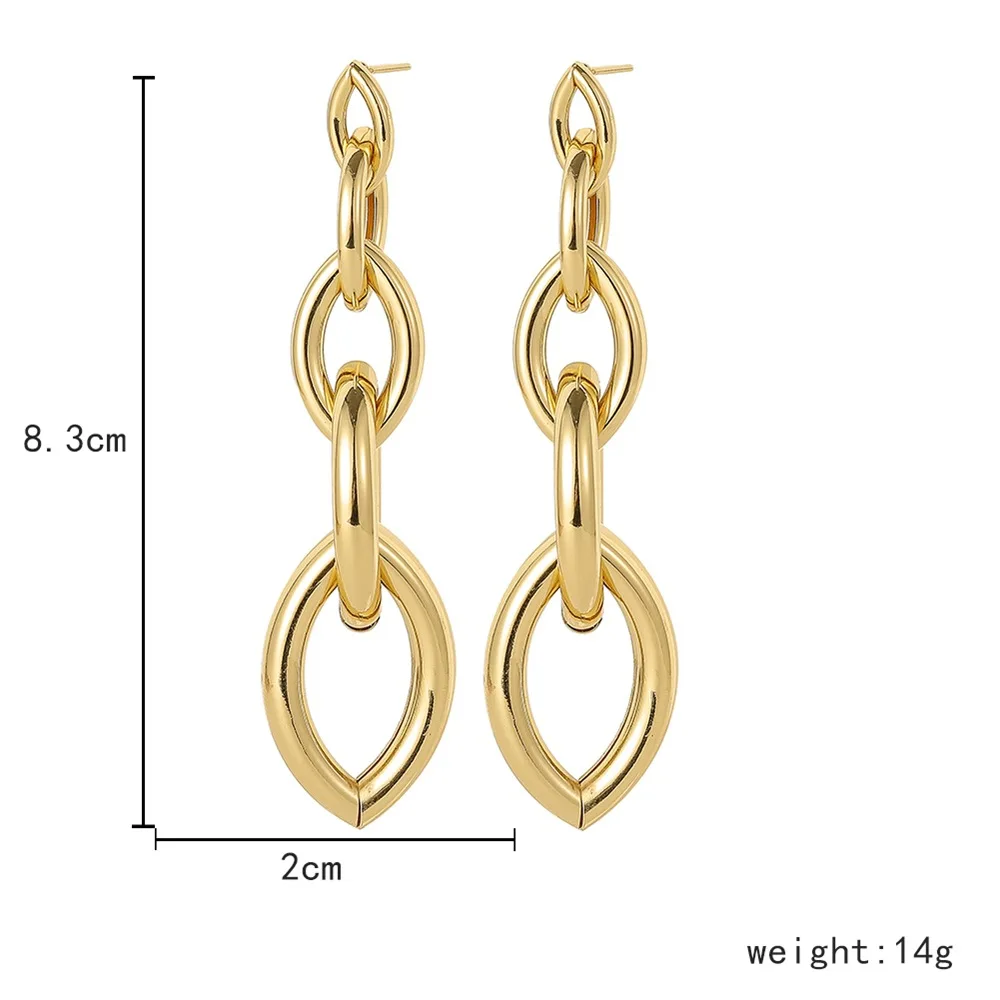 2022 New Women Stainless Steel Unusual Chain Earrings Fashion Drop Earrings 2021 Punk Gothic Chain Earrings For Female Jewelry
