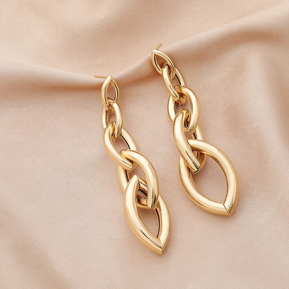 2022 New Women Stainless Steel Unusual Chain Earrings Fashion Drop Earrings 2021 Punk Gothic Chain Earrings For Female Jewelry