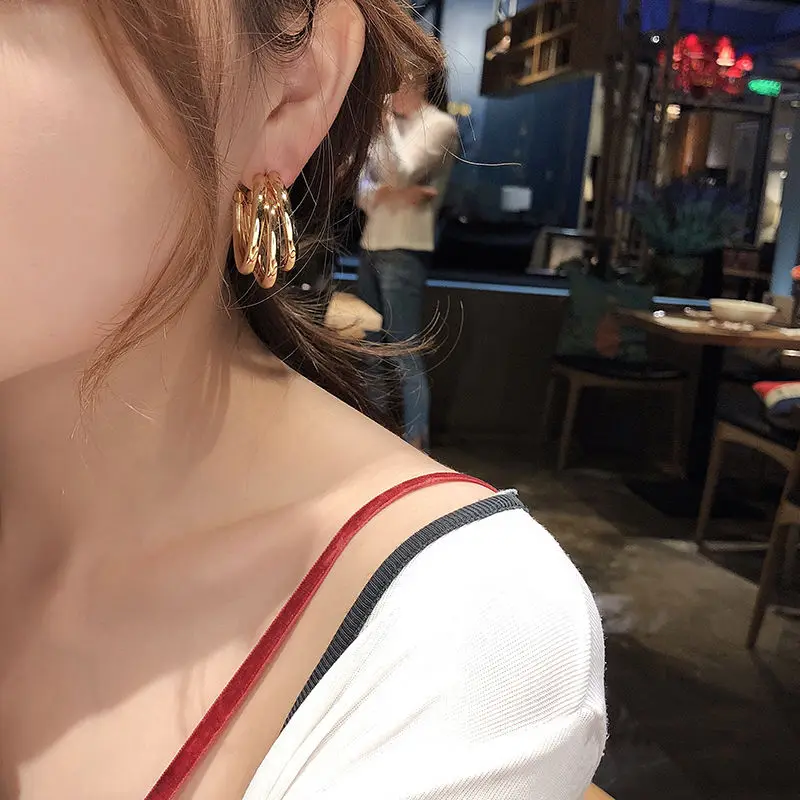 2022 New Women Stainless Steel Unusual Chain Earrings Fashion Drop Earrings 2021 Punk Gothic Chain Earrings For Female Jewelry