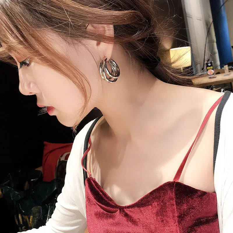2022 New Women Stainless Steel Unusual Chain Earrings Fashion Drop Earrings 2021 Punk Gothic Chain Earrings For Female Jewelry