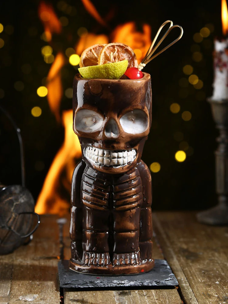 Tiki Mugs Ceramic Hawaiian Luau Party Mugs Drinkware, Cute Exotic Cocktail Glasses, Tiki Bar