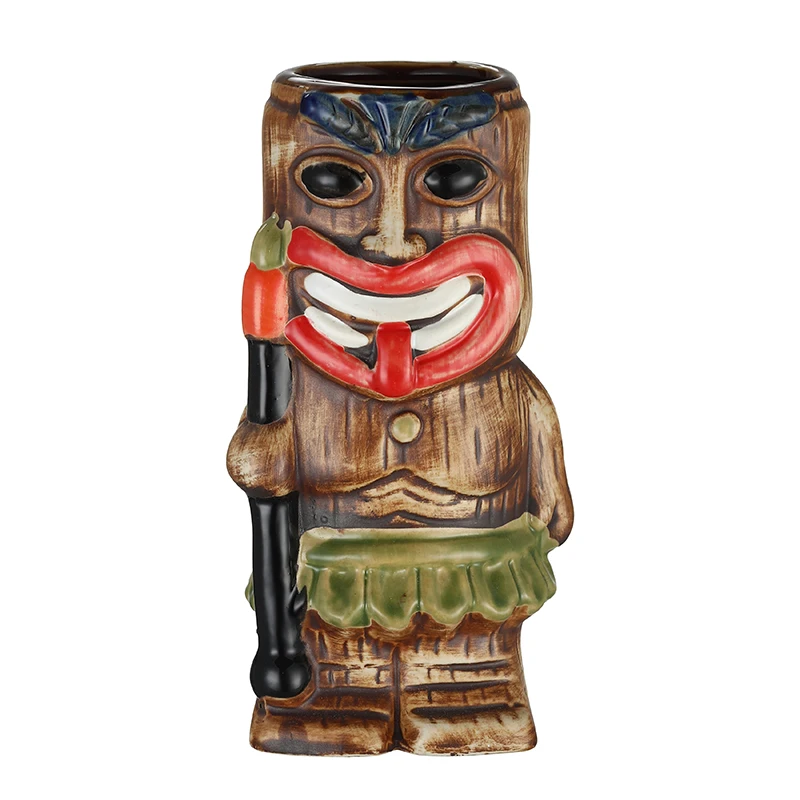 Tiki Mugs Ceramic Hawaiian Luau Party Mugs Drinkware, Cute Exotic Cocktail Glasses, Tiki Bar