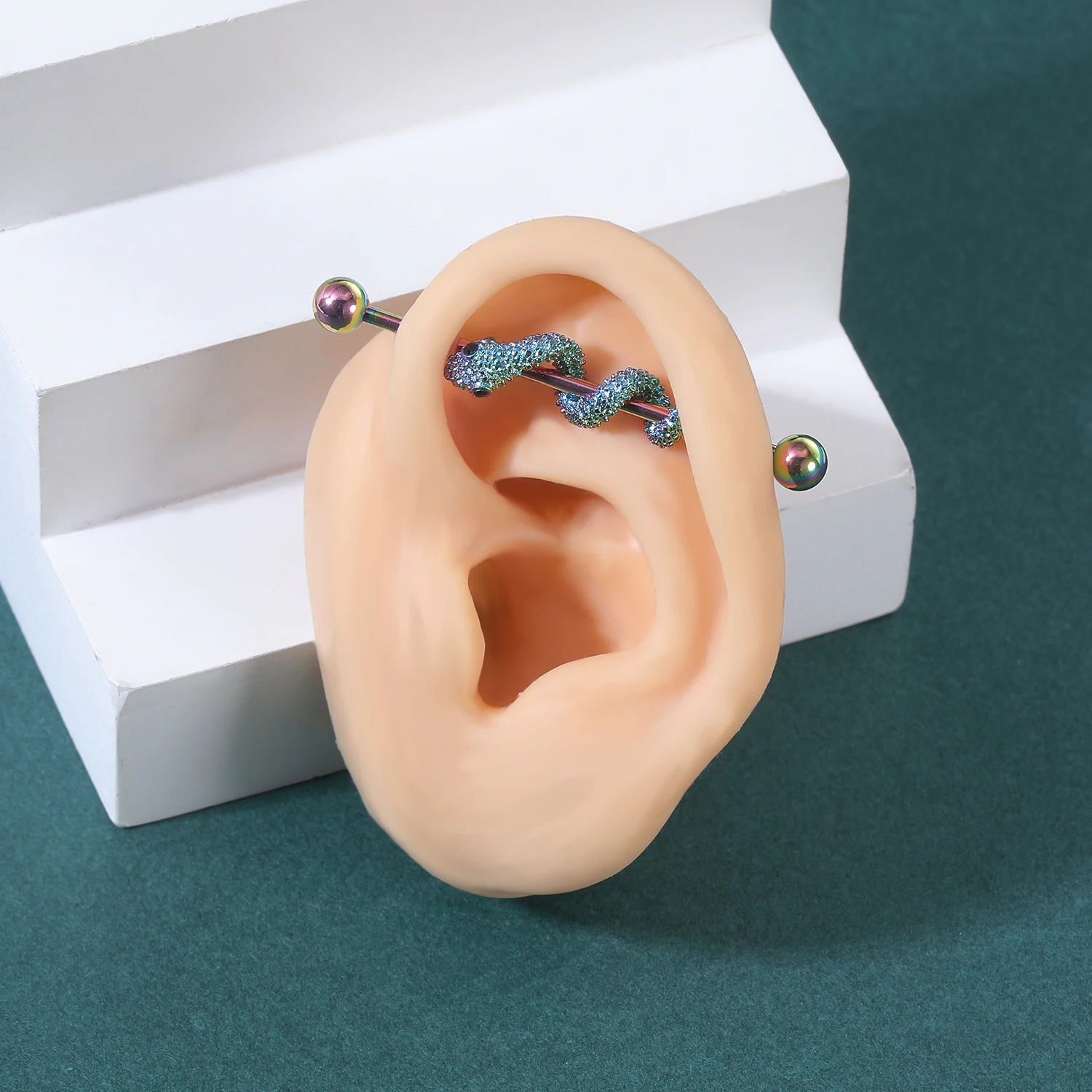 AOEDEJ Industrial Piercing Earring Women Stainless Steel Helix Ear Piercing Dragon Snake Long Earring Jewelry Barbell Earring