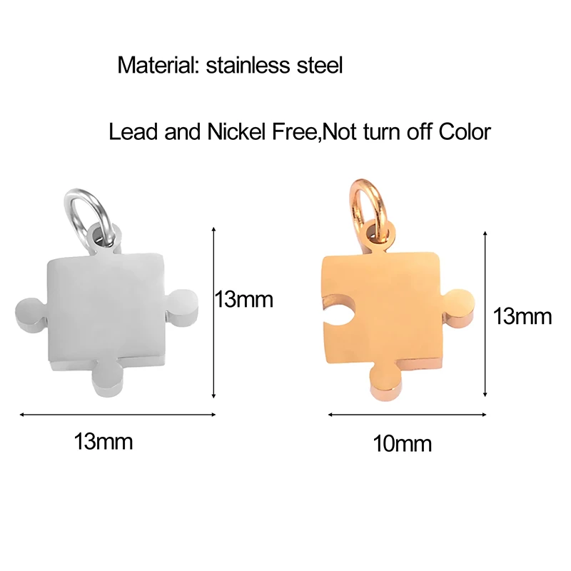 5pcs/lot Mirror Polish Stainless Steel Puzzle Charms Wholesale DIY Necklace Bracelet Making Charms Jewelry Making Charms