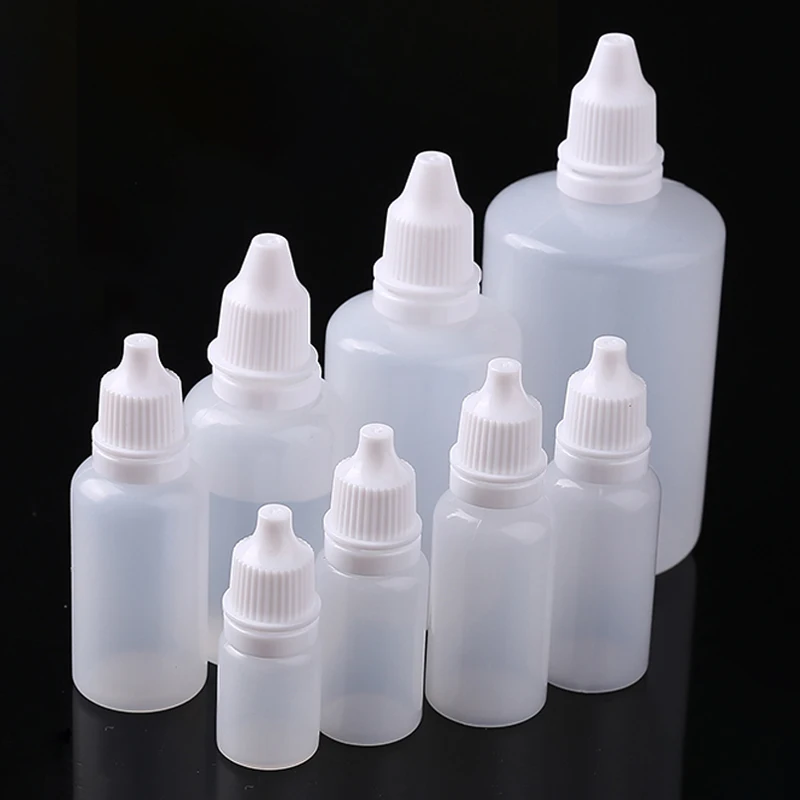 Dropper Bottles Squeezable Eye Drop Bottle Empty Plastic Liquid Eyedrops Vial 3ml 5ml 10ml 15ml 20ml 30ml 50ml 100ml