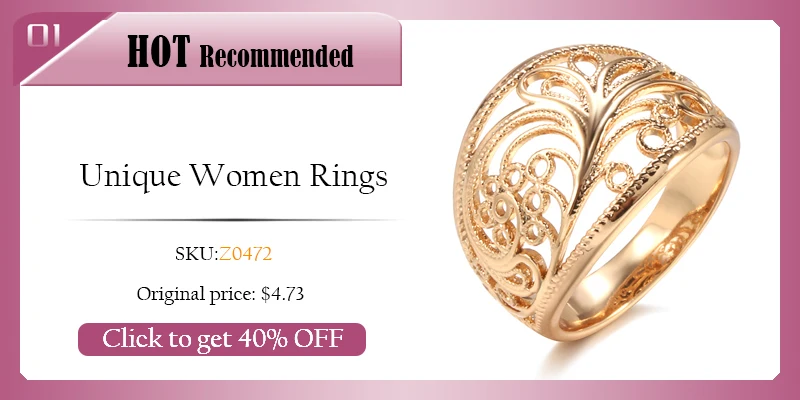 Kinel Unique Creative 585 Rose Gold Women Rings Micro-wax Inlay Natural Zircon Accessories Modern Party Fashion Daily Jewelry