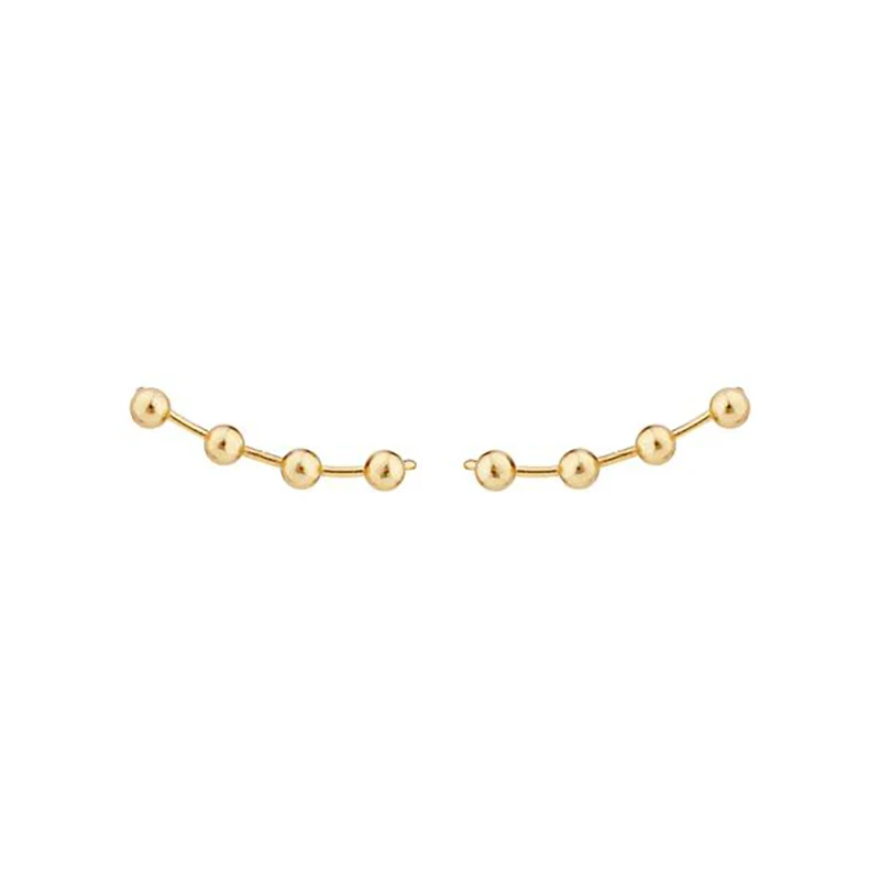 TIANDE Silver Color Gold Plated Climber Earrings for Women Smooth Piercing Women's Stud Earrings 2022 Fashion Jewelry Wholesale