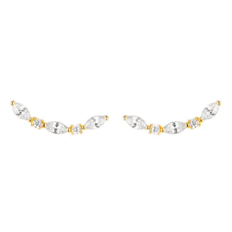 TIANDE Silver Color Gold Plated Climber Earrings for Women Smooth Piercing Women's Stud Earrings 2022 Fashion Jewelry Wholesale