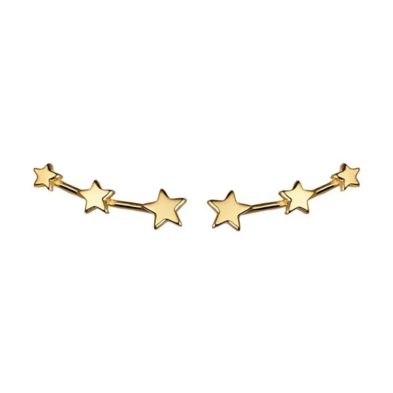 TIANDE Silver Color Gold Plated Climber Earrings for Women Smooth Piercing Women's Stud Earrings 2022 Fashion Jewelry Wholesale