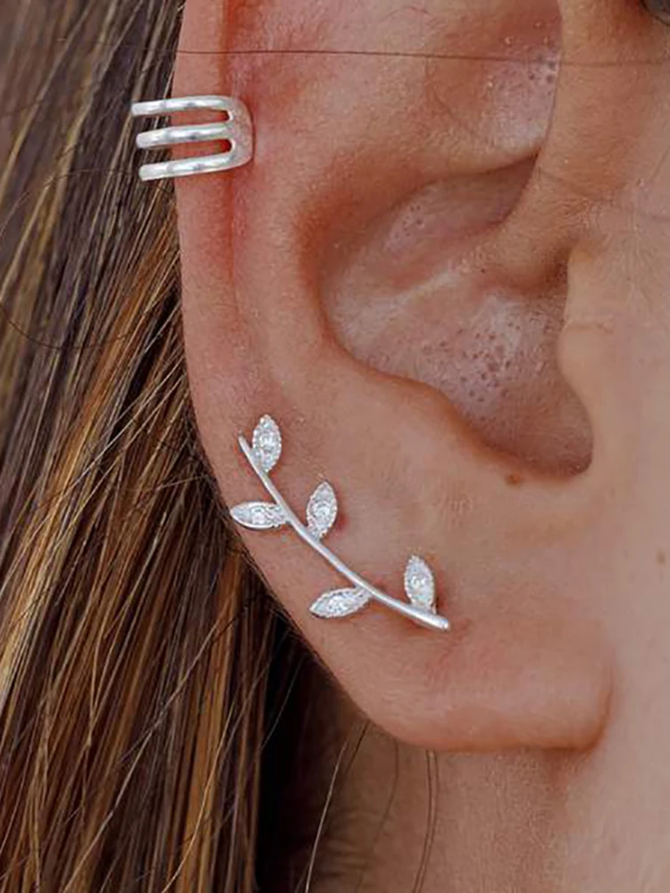 TIANDE Silver Color Gold Plated Climber Earrings for Women Smooth Piercing Women's Stud Earrings 2022 Fashion Jewelry Wholesale
