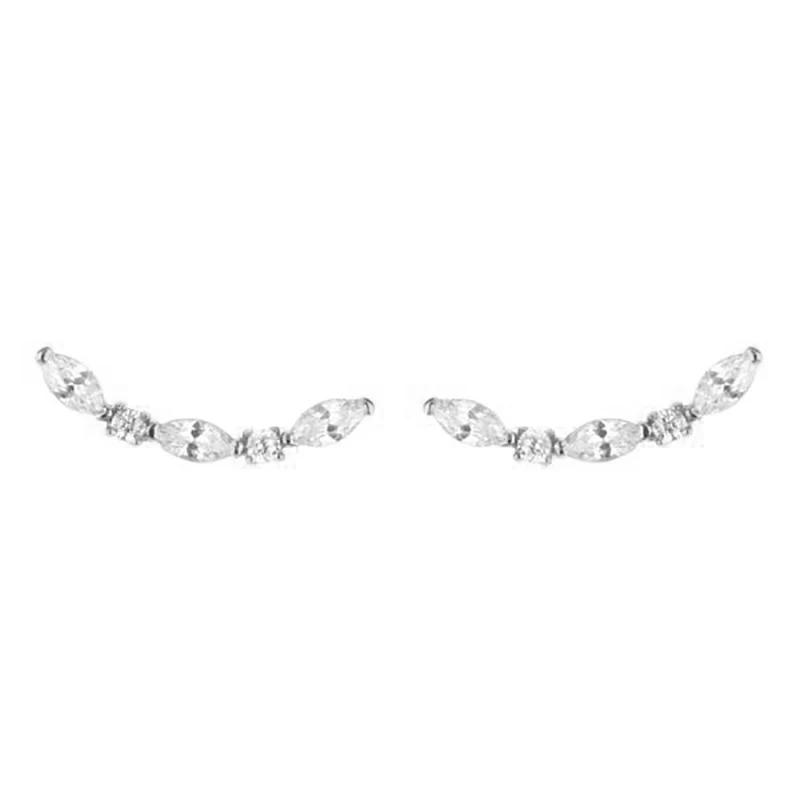 TIANDE Silver Color Gold Plated Climber Earrings for Women Smooth Piercing Women's Stud Earrings 2022 Fashion Jewelry Wholesale